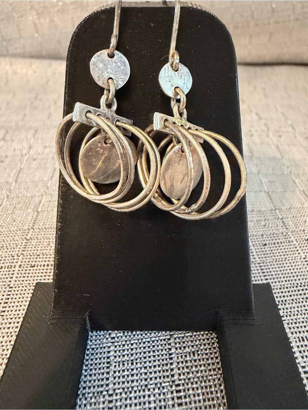 Silver Multi-Hoop Dangle Earrings